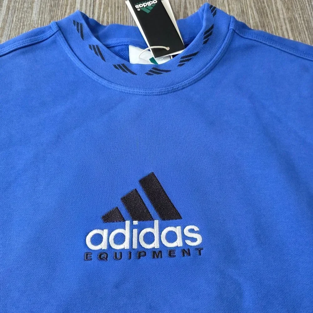 Adidas EQT Equipment Crew Sweatshirt Washed Fleece Men's Large Royal Blue JC8223